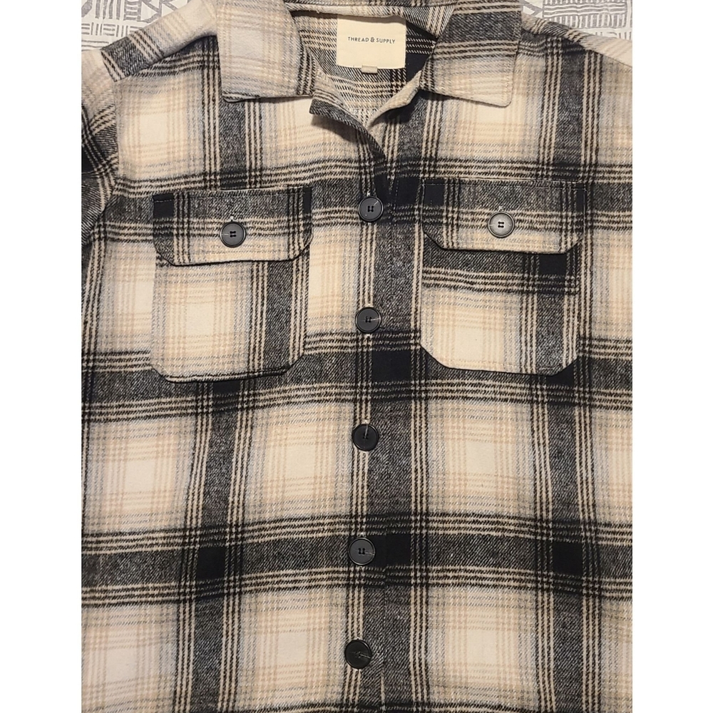 Thread & Supply Tan Black Cozy Plaid Button Up - Picture 5 of 6